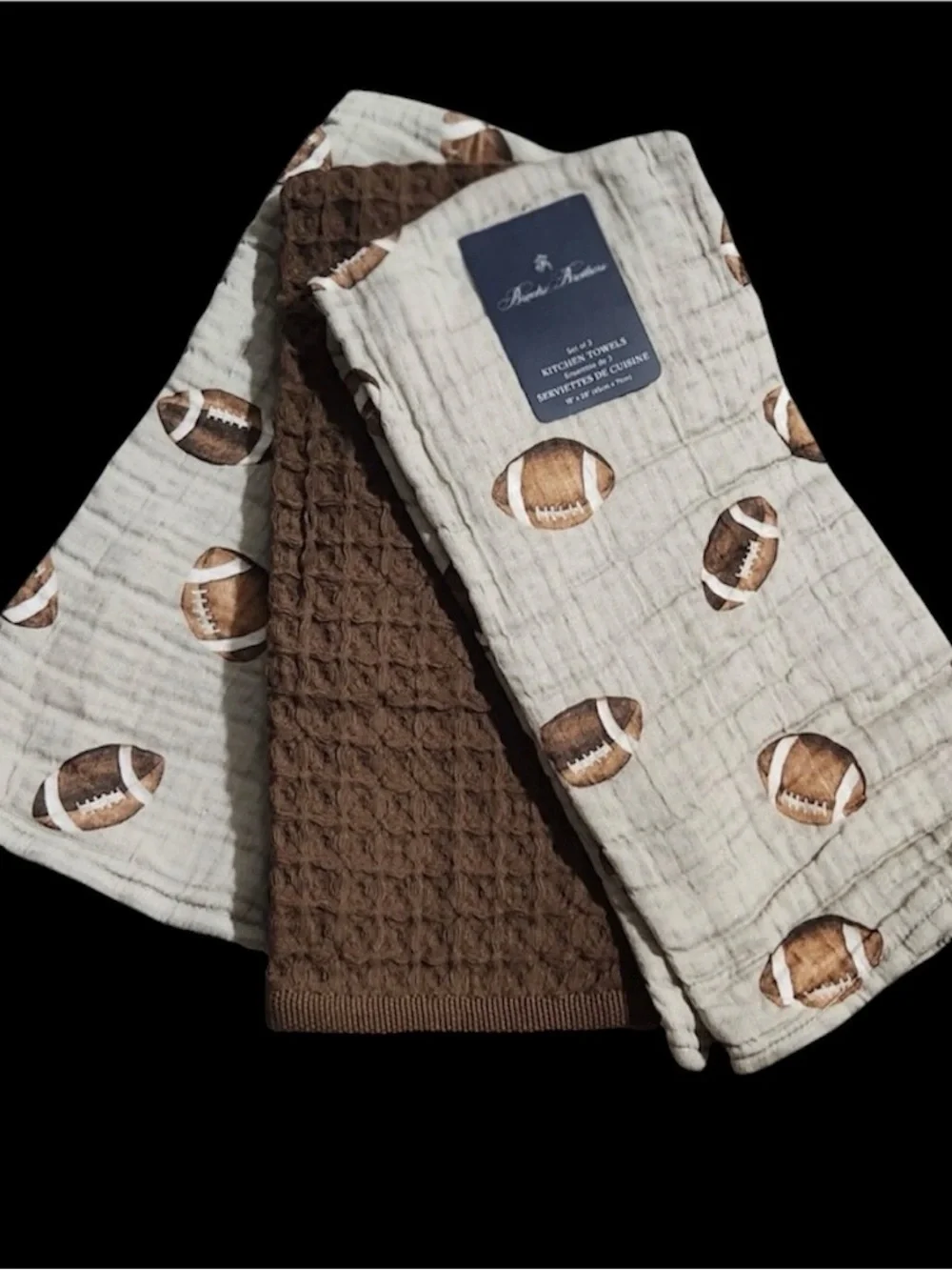 🆕 Brooks Brothers Football Kitchen Towels 3 Pack